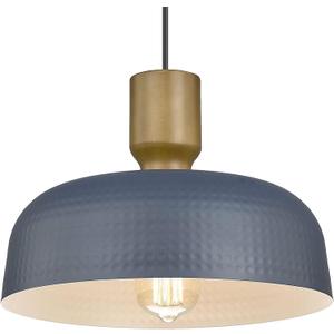 Farmhouse Pendant Lights, Adjustable Hanging Light Fixtures with Hammered Metal Shade, 12.4 inch Pendant Lighting for Kitchen Island, Blue