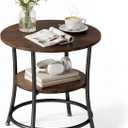 Round End Table, 21.65" 2-Tier Side Table with Storage Shelf, 21.65 x 21.65 x 21.85 inches