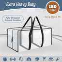 12 Pack Extra Heavy Duty Large Moving Bags with Strong Zipper & Comfortable Handles, Sturdy & Durable Clothes Storage Bags Totes Bins, Packing Moving Boxes for College Supplies, White