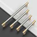 Asidrama 10 Pack 7 Inch(177mm) Knurled Gold and Brush Satin Nickel Kitchen Cabinet Handles,Cabinet Pulls Kitchen Cabinet Hardware Cupboard Handles Drawer Handles Dresser Pulls 4496A