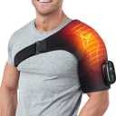 ShoulderRestore 2-in-1 Shoulder Heating Pad with Rechargeable Massager | Cordless Heated Compression Support Brace w/ Vibration Massage - Electric Massaging Heat Wrap, Adjustable Fit for Men & Women