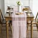 Artoid Mode 6PCS Blushing Pink Gauze Table Runner 120 Inch 10FT, Seasonal Sheer Kitchen Dining Holiday Wedding Birthday Baby Shower Table Decor for Home Party