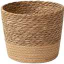 QWQJ Straw Weaving Flower Plant Basket Grass Indoor Outdoor Garden Container for Plantable Bonsai Decoration, Small