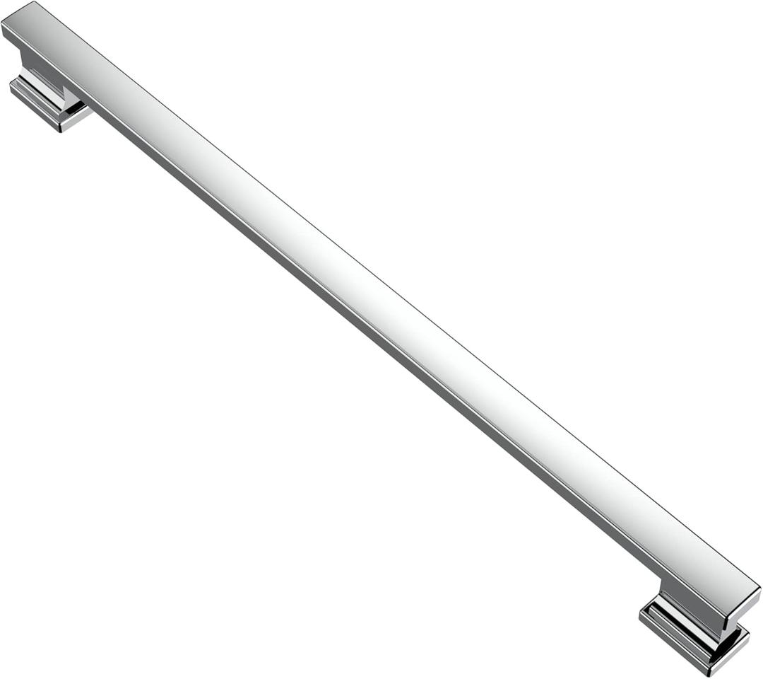 Alzassbg 5 Pack Polished Chrome Cabinet Pulls, 10 Inch(254mm) Hole Centers Silver Kitchen Cabinet Handles for Cabinets and Drawers AL3061CP