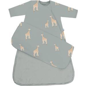 GUNAMUNA Long-Sleeve Sleep Sack for Babies and Toddlers, Wearable Sleep Bag, Easy Diaper Changes, Soft Rayon, 2.5 TOG (9-18 Months, Giraffe Moss)