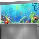 Aquarium Background Stickers for 5-12 Gallon Tanks, Cartoon Underwater Self-Adhesive Fish Tank Reptile Terrarium Decor Poster (24 x 12inches / (61 x 31 cm))