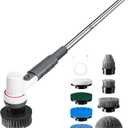 AQQA 8-in-1 Electric Aquarium Cleaning Kit IPX9 Waterproof Cordless Rechargeable Glass Scrubber Handheld Fish Tank Cleaner Powerful Algae Scraper & Cleaning Brush Set (Grey)