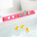 Splash Guard for Bathtub, Silicone Bathtub Splash Guard for Tub Kids, Bathtub Tray with 4 Suction Cups, 15.75 Inch Bath Tub Shelf and Organizer, Suction Cups Attach to Bath Tub (2, Pink)