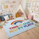 Breling Calm Down Corner Rug, Rainbow Rug 4 x 3.2 ft Classroom Non Slip Mat