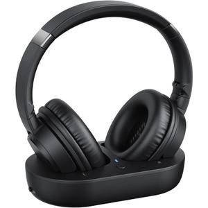 Wireless Headphones for TV Watching, TV Headphones Wireless for Seniors with Versatile Transmitter Charging Dock, Instant Audio Sync, 60-Hour Playtime, Perfect for Parents & Seniors, Black