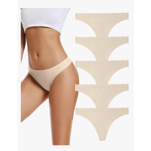 voenxe Seamless Women Underwear Thongs,No Show Ladies Thong,No Line Workout Breathable Comfortable Panties,Soft Undies,5-Pack S