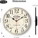14 Inch Retro Round Wall Clock Old Town Vintage Antique Style Battery Operated French Country Silent Wall Clocks for Farmhouse,Garden,Home Kitchen,Bedroom,Office