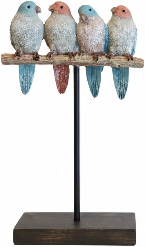 Comfy Hour 10" Bird Statues Home Decor, Rustic Sparrows Gathering on Branch Tabletop Ornament, Farmhouse Bird Decor for Shelf & Desktop, Artisan Crafted Resin Figurine, 1 Unit