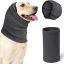 SlowTon Quiet Ears Dog Hoodie - 2 Pcs Ear Wrap Dog Ear Muffs Noise Protection, Anxiety Relief Dogs Hat Calming Hood Head Cover, Pet Headband Dogs Ear Protector for Grooming, Force Drying (Grey,L)