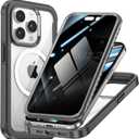 Magnetic Case for iPhone 15 Pro with Privacy Screen Protector [Military Grade Protection] [Compatible with MagSafe] Anti Peep Soft Edge Double Sided Tempered Glass Mag-Safe Shockproof Privacy Case (Black)