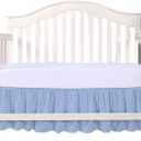 Light Blue Crib Bed Skirt, Perfect for Nursery Crib for Boys & Girls with a 14" Drop and Size 28"x 52" (28" x 52" with 14" Drop)