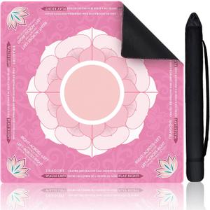 Mahjong Mat,Mahjong Mat for Table with Bag,32.3 x 32.3 Inch Non-Slip Noise Reduction Mah Jongg Mat, Gaming Mat for Mah Jongg,Poker,Board Games, Dominoes,Card Games(Pink)