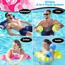 Waterlife 4-in-1 Pool Hammock 2-3-4 Packs, Inflatable Pool Chair Float, Water Hammock (Saddle, Lounge Chair, Hammock, Drifter), Multiple Colors