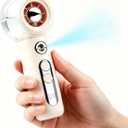 Handheld Portable Fan with Misting,High-Speed Brushless Motor,Ultra Long Lasting Rechargeable Battery,Personal Fans Portable Rechargeable,Suitable for Travel,Camping, Beach and Office Desk,Gift White