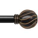 Oneach Black Curtain Rods for Windows 66 to 120 Inch, 7/8" Adjustable Heavy Duty Decorative Drapery Rods with Round Netted Texture Finials (Pack of 1, 36 to 120 Inch)