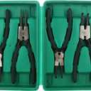 4 Pack 9 inch Snap Ring Pliers Set Heavy Duty Internal/External Circlip Pliers Kit with Straight Bent Jaw Precision Spring Loaded Pliers for Ring Remover Retaining (Green)