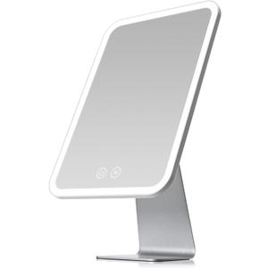 NEZZOE Lighted Makeup Mirror, Metal Table Mirror with Stand, 2000 mAh Rechargeable Vanity Mirror with 3 Colors and Brightness Adjustable, 12 Inch Light up Mirror