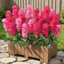 Artificial Flowers 3 Pcs Hyacinth Fake Flowers 19.69 Silk Flowers for Outside, Delphinium Outdoor Faux Flowers Fake Plants for Porch Patio Balcony Yard Indoor Home Decor