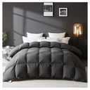 L LOVSOUL Goose Feather Down Fiber Comforter Oversize King Size, 100% Organic Cotton Fabric Duvet Insert,1200TC,750+Fill Power, Hotel Collection, All Season Grey Bedding Comforters with 8 Tabs