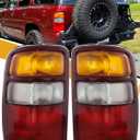 Tail Light Compatible with Chevy Suburban 1500 2500 Tahoe GMC Yukon XL Denali 2000-2006, Halogen Rear Lamp, W/O Bulb Harness, Red Border Amber+White+Red, Left and Right Side, Pair