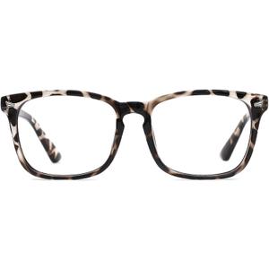TIJN Blue Light Blocking Glasses for Women Men Clear Frame Square Nerd Eyeglasses Anti Blue Ray Computer Screen Glasses ((01)-leopard)