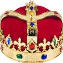 Funny Party Hats Royal king Crown - Regal King Crown - Costume Headwear with Colorful Jewels - One Size