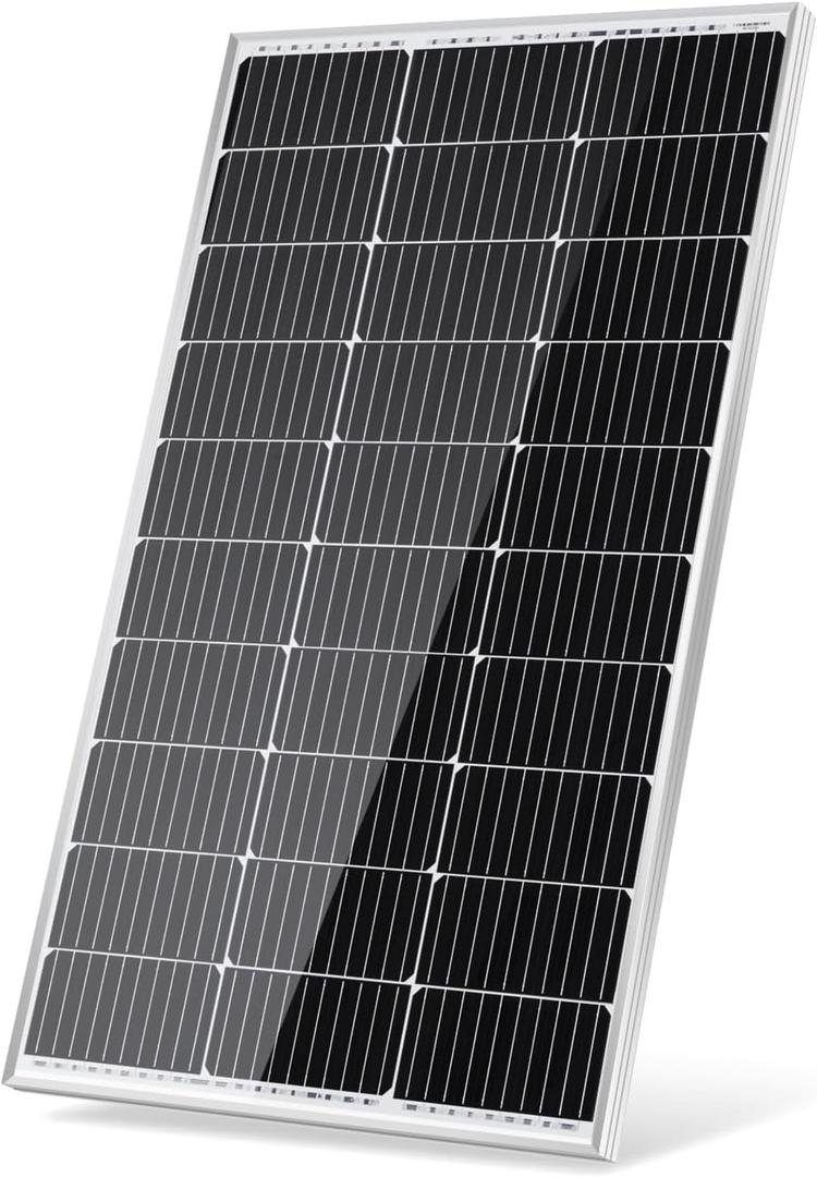 Traver Force 100W 12V 10BB Monocrystalline Solar Panel, Up to 25% High Efficiency Module with Grade A+ Cells, Waterproof for RVs, Motorhomes, Cabins, Marine, Boat