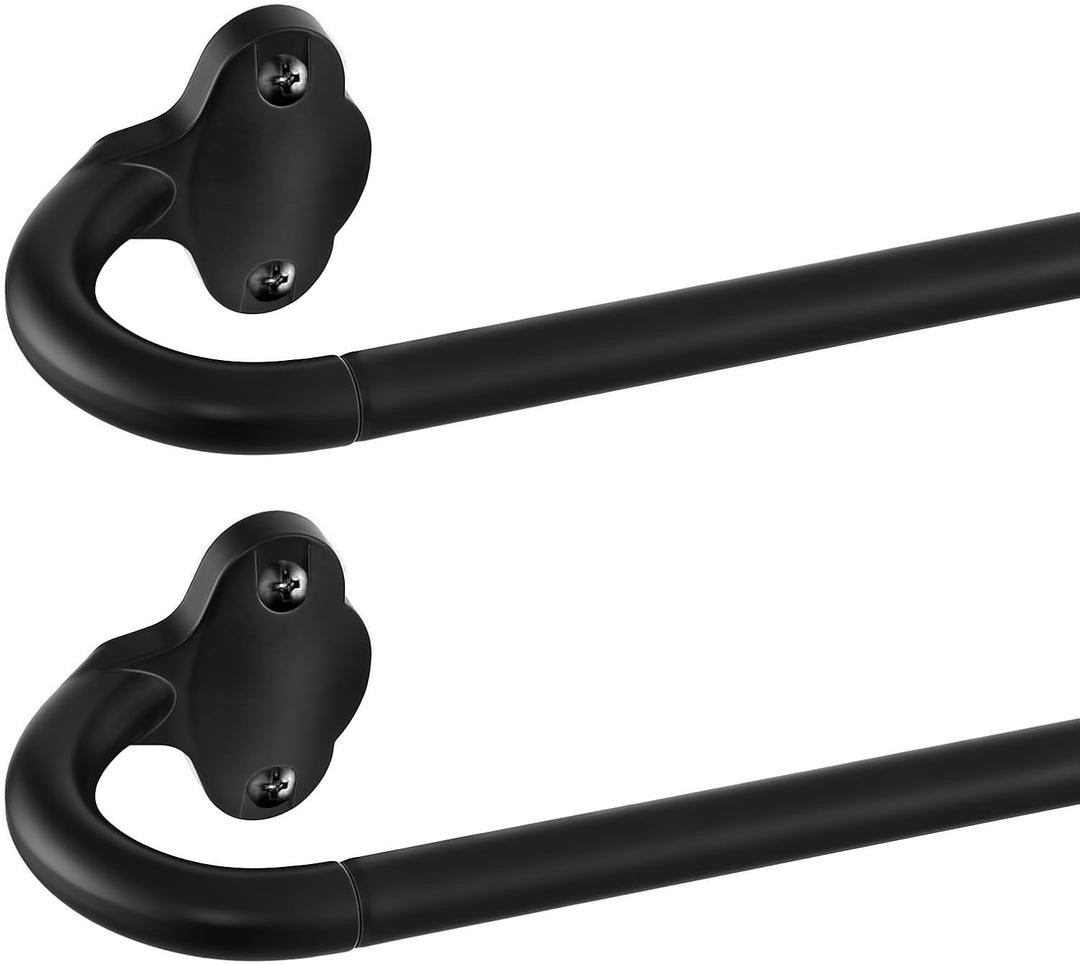 2 Pack Wrap Around Curtain Rods,Black Curtain Rods 48 to 84 Inch,5/8 Inch Adjustable Blackout Curtain Rod Set,Room Darkening Window Rod,Metal Thicken Hidden Curved Drapery Rod 48-90",Matte Black