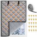 63 x 47 Inch Window Insulation for Winter, Thermal Window Cover 3 Layer with Oxford Cloth Thicken Cotton Filled, Roll-up Insulation Blanket Kit with Hook & Loop for Bedroom Attic to Keep Heat Warm