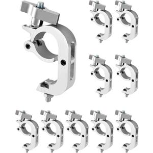 QWORK Lighting Truss Hook Clamp 1.77"-2" (4551mm), 10 Pack 440lbs Load Aluminum Clamp, Knob-Tightened Quick Mount for Stage DJ Event Light Fixtures on Round Truss Tubes