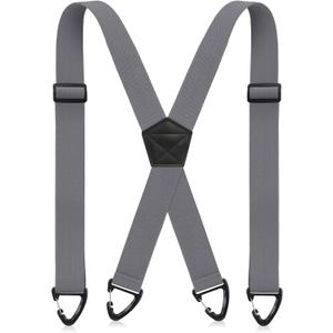 Sintege X Back Hidden Suspender 1.5 Inches Under Clothing Heavy Duty Work Suspenders for Men Women (Gray)