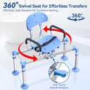 KingPavonini 550lbs Heavy Duty Sliding Shower Chair Tub Transfer Bench with 360° Swivel Seat, Shower Chair for Inside Shower with Adjustable Backrest, Non-Slip Shower Bench for Elderly and Disabled