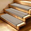 Wellbuy  Carpet Stair Treads TPE Self Adhesive Stair Treads for Wooden Steps, Non Slip Carpet, Step Covers for Stairs for Kid Elder and Dog Beige Gray, Size: 30 X9.5 Inches (14 Pieces)