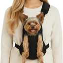 Inspack Dog Backpack Carrier/Cat Carrier, Adjustable Pet Front Carriers Travel Bag for Puppy Medium Dogs, Legs Out, Soft Ventilated Dog Chest Carry Backpacks for Hiking/Camping, 4-7 lbs, Black