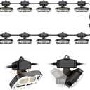 100ft LED Construction String Lights,Super Bright 15000lm 150w Adjuest 90&180 Degrees On Both Sides Waterproof IP66 Led String Work Lights, Construction Temporary Lights (100ft-Adjustable 10lights).