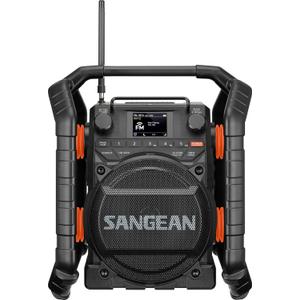 Sangean U7HD Jobsite Radio with Bluetooth, HD Radio, AM/FM, AUX, TWS, Dustproof and Waterproof Design, and Smart Battery Charger