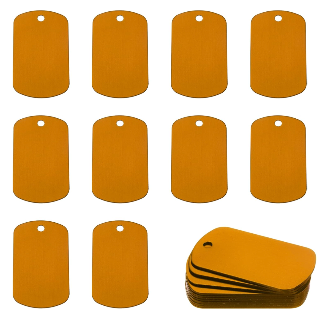 MECCANIXITY 48 Pack Rectangle Aluminum Blank Tags 50 x 30 x 1mm Engraving Stamping Blanks Metal Blank Label Dog Pet Tags for DIY Jewelry Stamping Tools, Yellow