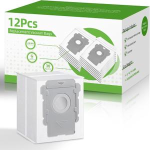 Rowhalf 12 Pack Vacuum Bags, Effective Dust Filtration, Compatible with iRobot Roomba i& s & j Series, for i3+, i4+, i5+, i6+,J6+, i7, i7+(7550) j7, j7+, i8+, J8+, J9+, s9+ Automatic Dirt Disposal Bags