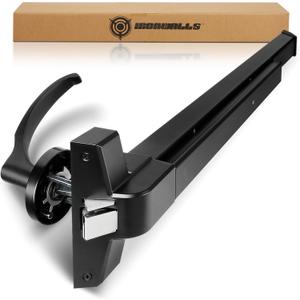IRONWALLS Door Push Bar Panic Exit Device Stainless Steel with Handle Lever, Black 32 Commercial Push Panic Bars for Emergency Exit Doors, Heavy Duty Panic Hardware for 32-47 Wooden/Metal Door