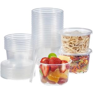 FULING [50 Set - 16 oz. Plastic Deli Disposable Food Storage Containers With Airtight Lids