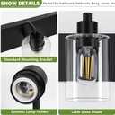 Dpyrrhic Bathroom Vanity Light, Modern Matte Black 4-Light Bathroom Lights Over Mirror with Clear Glass Shade,Wall Sconces for Bedroom,Living Room