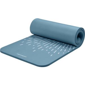 Retrospec Solana Yoga Mat 1" Thick With Nylon Carry Strap for Men & Women - Non Slip Exercise Mat for Home Yoga, Pilates, Stretching, Floor & Fitness Workouts (Blue Mist)