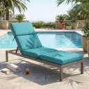 3" Solid Outdoor Lounge Chair Cushion, 74 x 22.5 inch Weather Resistant Chaise Lounge Cushion with 6 Ties for Patio Pool Furniture