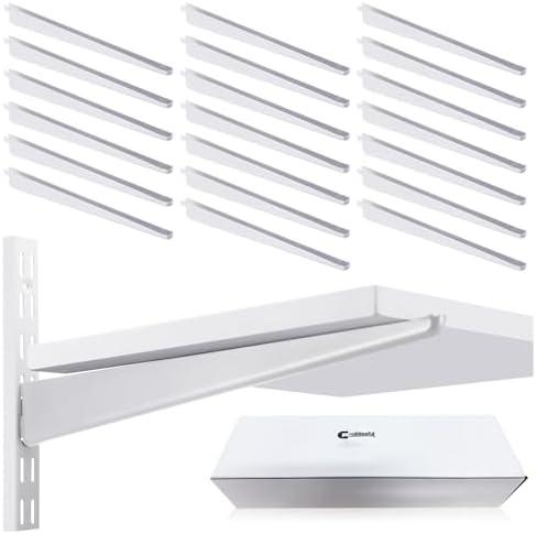 CroBlissful 20 Pcs Adjustable Shelf Brackets for Double Track System Closet Organization Heavy Duty Wire Shelf Brackets(White,7 Inch)