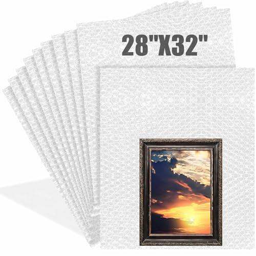 Dunzoom 10 Pack 28 * 32 Inch Extra Large Bubble Pouches Clear Bubble Pouch Wrap Bags for Packing Shockproof Cushioning Wrap Bag for Shipping Moving Fragile Dishes China Plates Painting Fragile Items